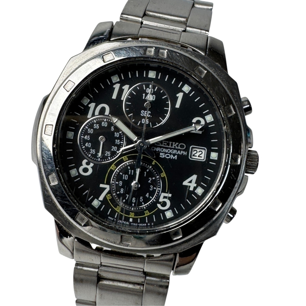 Seiko SEIKO Chronograph Quartz Watch, Working Condition, Model 7T92-0CA0, Bat...